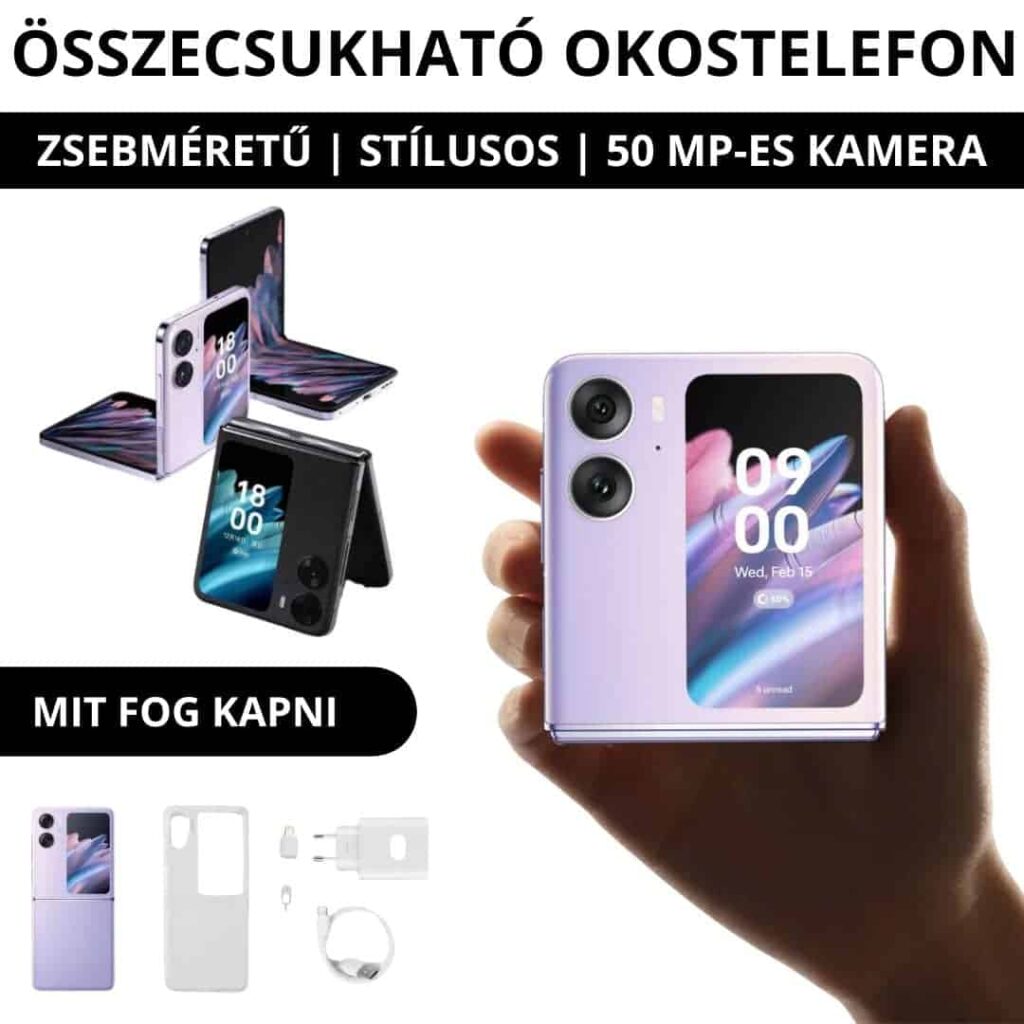 Smartphone pieghevole con doppia fotocamera da 50 MP e schermo flessibile.