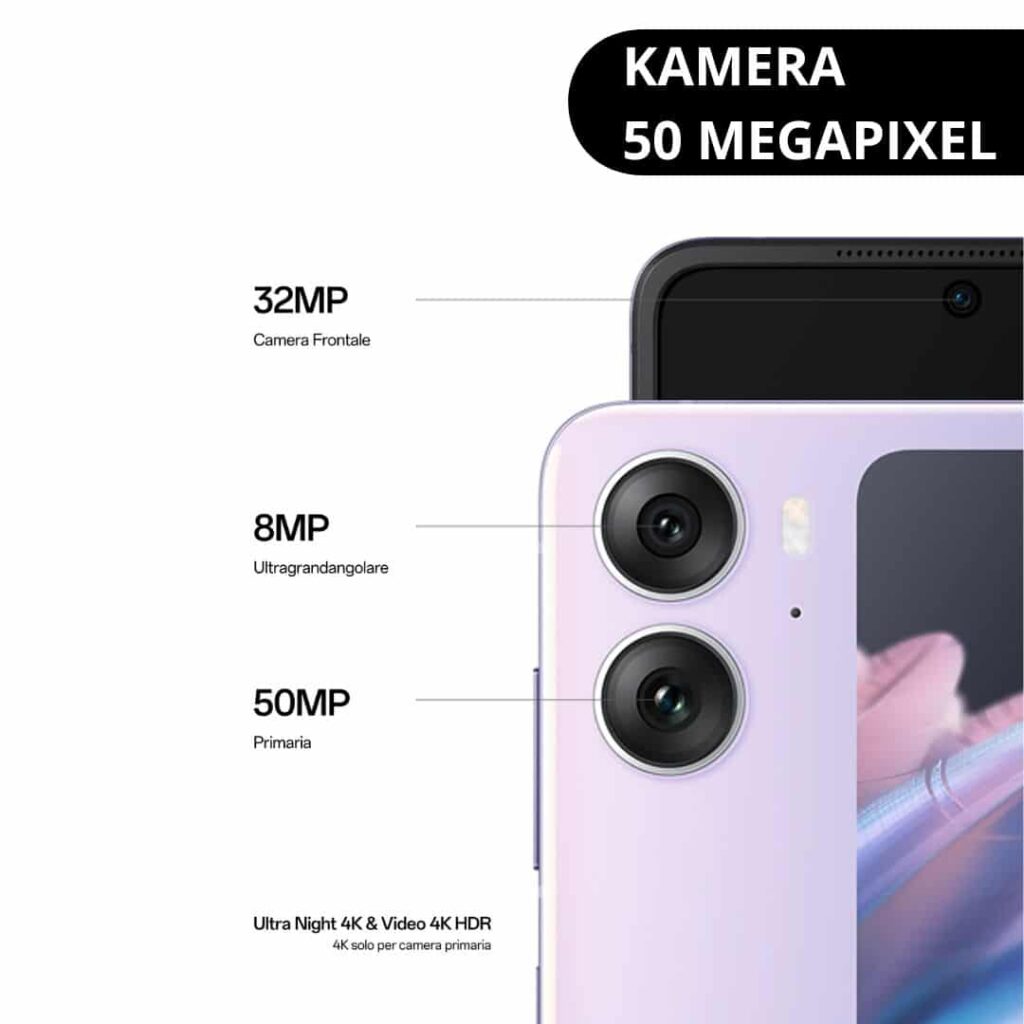 Smartphone con tre fotocamere e display ad alta risoluzione.