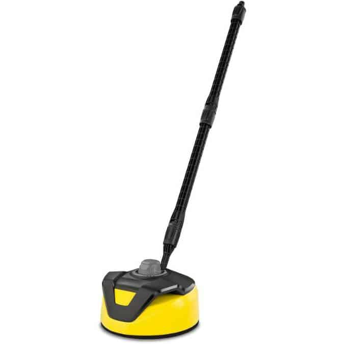 Idropulitrice gialla con tubo estensibile e manico ergonomico.