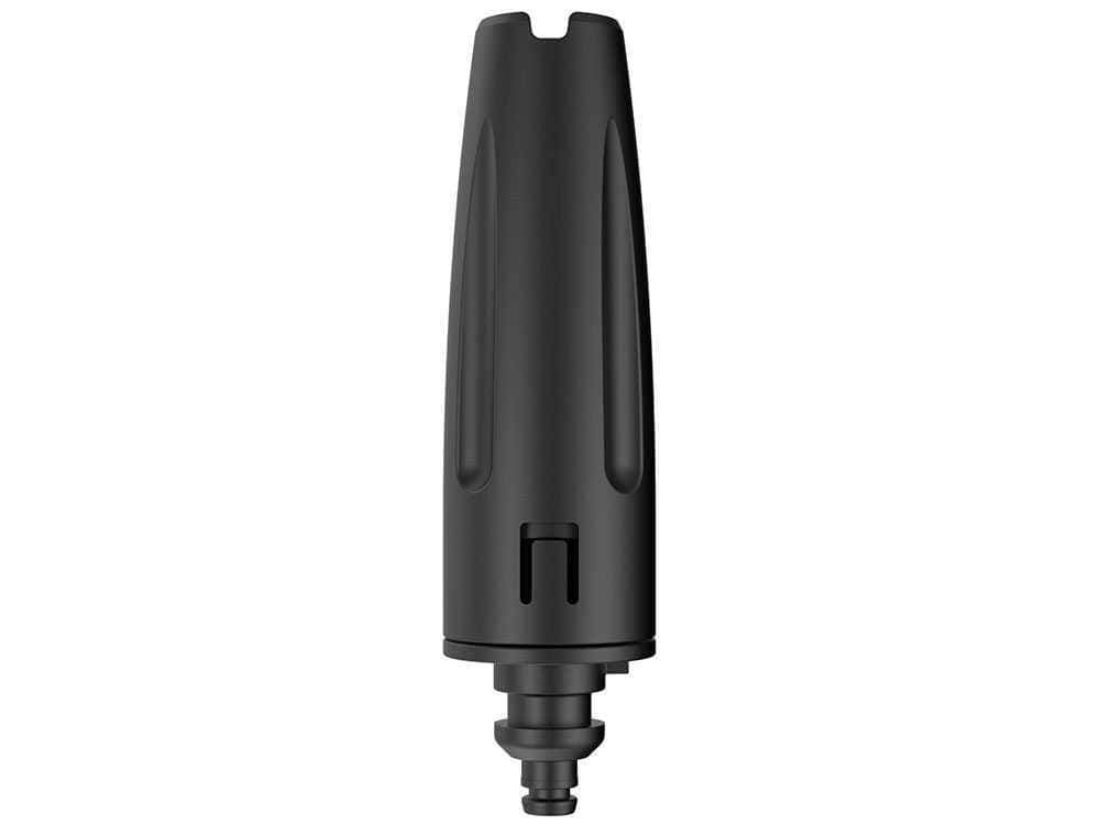 Bocchetta per idropulitrice nera in plastica resistente.