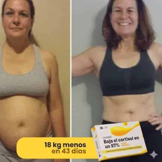 Prima e dopo la perdita di peso di 18 kg in 43 giorni.