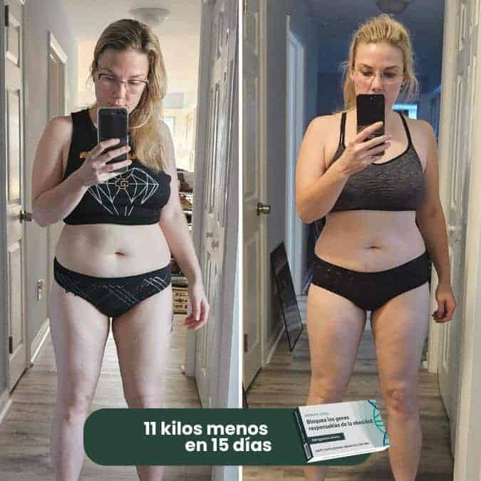 Prima e dopo la perdita di peso di 11 kg in 15 giorni.