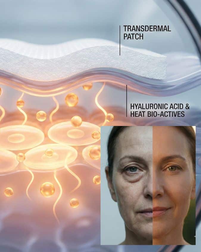 Trattamento viso con patch transdermici e acido ialuronico.